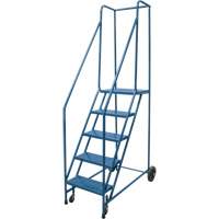 Rolling Step Ladder, 5 Steps, 18" Step Width, 46" Platform Height, Steel VD442 | AF Pollution Abatement Systems Inc.